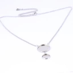 2pcs Stainless Steel 12mm 20mm Cabochon Pendant Base Setting Trays Diy Adjustable Chain Necklace Bezel Blanks For Jewelry Making