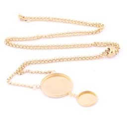 2pcs Stainless Steel 12mm 20mm Cabochon Pendant Base Setting Trays Diy Adjustable Chain Necklace Bezel Blanks For Jewelry Making