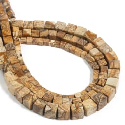 Natural Stone Picture Jasper Beads Round Heart Handmade DIY Loose Spacer Bead For Jewelry Making DIY Charms Bracelet Accessories