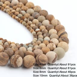 Natural Stone Picture Jasper Beads Round Heart Handmade DIY Loose Spacer Bead For Jewelry Making DIY Charms Bracelet Accessories