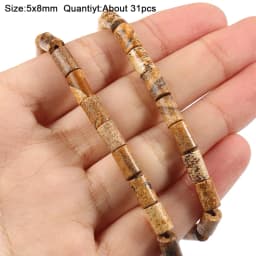 Natural Stone Picture Jasper Beads Round Heart Handmade DIY Loose Spacer Bead For Jewelry Making DIY Charms Bracelet Accessories