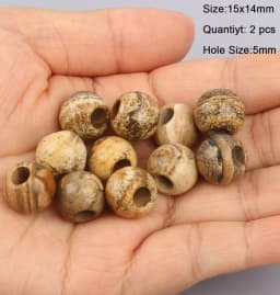 Natural Stone Picture Jasper Beads Round Heart Handmade DIY Loose Spacer Bead For Jewelry Making DIY Charms Bracelet Accessories