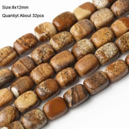 Natural Stone Picture Jasper Beads Round Heart Handmade DIY Loose Spacer Bead For Jewelry Making DIY Charms Bracelet Accessories