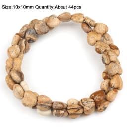 Natural Stone Picture Jasper Beads Round Heart Handmade DIY Loose Spacer Bead For Jewelry Making DIY Charms Bracelet Accessories