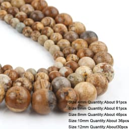 Natural Stone Picture Jasper Beads Round Heart Handmade DIY Loose Spacer Bead For Jewelry Making DIY Charms Bracelet Accessories