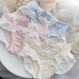4XL Large Size Cute Lovely Sweety Milk Silk for Busty Women Bow Lolita Princess Style Cosplay Panties High Elasticity Breifs