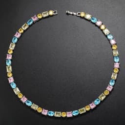 Luxury Women's Necklace Candy Color Geometric Zirconia Necklace/Bracelet Gold Plated Brass Vintage Jewelry Christmas Gift:VL232