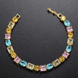 Luxury Women's Necklace Candy Color Geometric Zirconia Necklace/Bracelet Gold Plated Brass Vintage Jewelry Christmas Gift:VL232