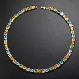 Luxury Women's Necklace Candy Color Geometric Zirconia Necklace/Bracelet Gold Plated Brass Vintage Jewelry Christmas Gift:VL232