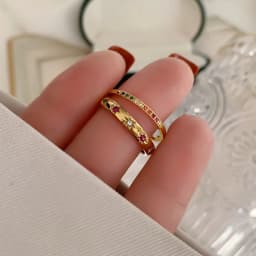 INS Stainless Steel Rainbow Color Cubic Zircon Stone Finger Rings for Women Gold Plated Waterproof Stacker Ring Jewelry Gift