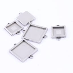 10pcs Stainless Steel 10mm 15mm Square Cabochon Connector Base Settings Diy Bracelet Pendant Bezel Trays For Jewelry Making