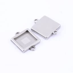 10pcs Stainless Steel 10mm 15mm Square Cabochon Connector Base Settings Diy Bracelet Pendant Bezel Trays For Jewelry Making