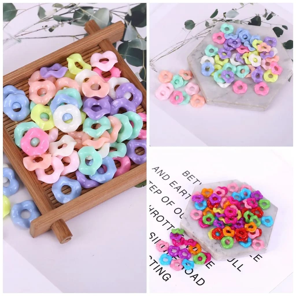 12mm 15mm Acrylic Random Mixed Candy Color Twist Ring Doughnut Shaped Handmade Beads For Jewelry Making DIY Bracelets Necklace