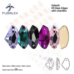 Pubrilex Galactic Shape Sew On Rhinestones Crystal Glass Flatback Chamfered Rhinestone Sewing Strass for Garment Decoration