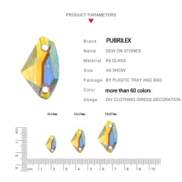 Pubrilex Galactic Shape Sew On Rhinestones Crystal Glass Flatback Chamfered Rhinestone Sewing Strass for Garment Decoration