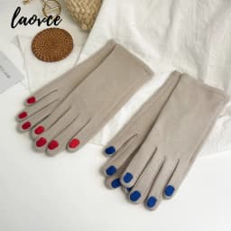 Fashion Nail Polish Gloves Grace Lady Winter Vintage Full Finger Glove Women Thick Driving Touch Screen Warm Mittens Female