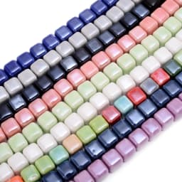 10Pcs 30Pcs 8mm Cube Ceramic Beads Square Shiny Fashion Chines Porcelain Loose Spacer Beads for Jewelry Making Diy Bracelets