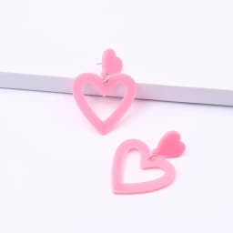 Pink Heart Earrings for Girls Big Heart Hoop Dangle Earrings Pink Earrings Mothers Day Gifts for Women