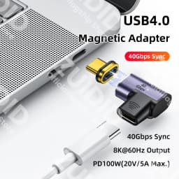 Elbow USB4 40Gbps Magnetic Adapter USB C To Type C 100W Fast Charging Magnet Converter Thunderbolt3 8K@60Hz USB Type C Adapter