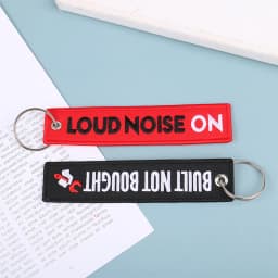 Motorcycle Keychain Car Embroidery Key Chain Gifts Tag Key Fobs Holder Loud Noise Loud Pipes Team Save Lives Keychain