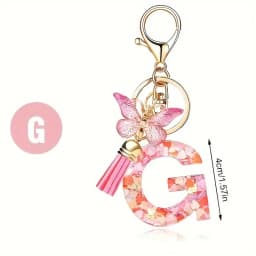 Charms 26 Letter Keychain Butterfly Resin Acrylic leather Tassels key Chain For Women Girl Friend Gift Jewelry DIY Accessories