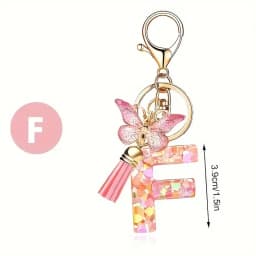 Charms 26 Letter Keychain Butterfly Resin Acrylic leather Tassels key Chain For Women Girl Friend Gift Jewelry DIY Accessories