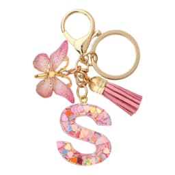 Charms 26 Letter Keychain Butterfly Resin Acrylic leather Tassels key Chain For Women Girl Friend Gift Jewelry DIY Accessories