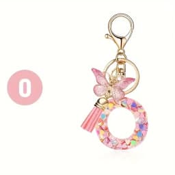 Charms 26 Letter Keychain Butterfly Resin Acrylic leather Tassels key Chain For Women Girl Friend Gift Jewelry DIY Accessories