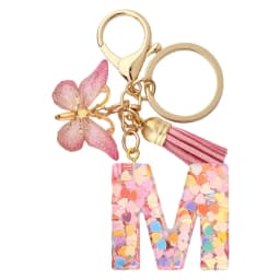 Charms 26 Letter Keychain Butterfly Resin Acrylic leather Tassels key Chain For Women Girl Friend Gift Jewelry DIY Accessories