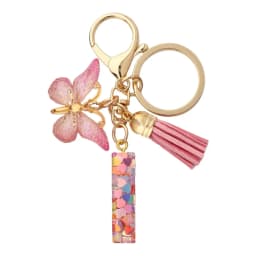 Charms 26 Letter Keychain Butterfly Resin Acrylic leather Tassels key Chain For Women Girl Friend Gift Jewelry DIY Accessories