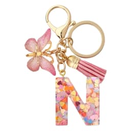 Charms 26 Letter Keychain Butterfly Resin Acrylic leather Tassels key Chain For Women Girl Friend Gift Jewelry DIY Accessories