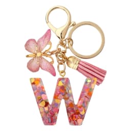 Charms 26 Letter Keychain Butterfly Resin Acrylic leather Tassels key Chain For Women Girl Friend Gift Jewelry DIY Accessories