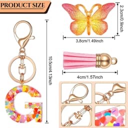 Charms 26 Letter Keychain Butterfly Resin Acrylic leather Tassels key Chain For Women Girl Friend Gift Jewelry DIY Accessories
