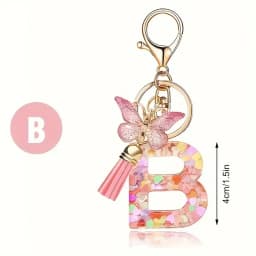 Charms 26 Letter Keychain Butterfly Resin Acrylic leather Tassels key Chain For Women Girl Friend Gift Jewelry DIY Accessories
