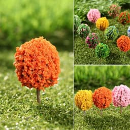 10pcs Plastic Artificial Miniature Flower Tree Scenery Railroad Decoration Building Landscape Model Accessories