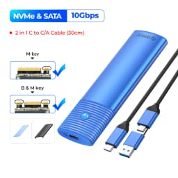 ORICO M2 SSD Enclosure NVMe NGFF 10Gbps PCIe M.2 SSD Case Portable USB C 3.2Gen2 Tool Free External Adapter with Metal Heat Sink