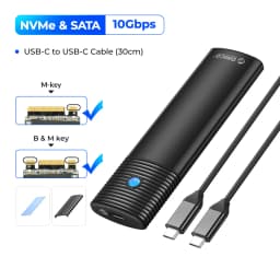 ORICO M2 SSD Enclosure NVMe NGFF 10Gbps PCIe M.2 SSD Case Portable USB C 3.2Gen2 Tool Free External Adapter with Metal Heat Sink