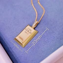 New Luxury Trendy Gold Plated Small Bars Bricks Pendant Necklaces for Women Link Chains Punk Fashion Jewelry Wedding Party Gift