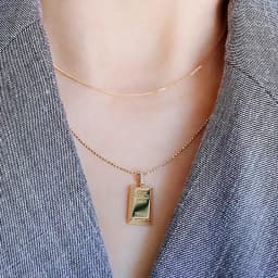 New Luxury Trendy Gold Plated Small Bars Bricks Pendant Necklaces for Women Link Chains Punk Fashion Jewelry Wedding Party Gift