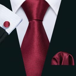 Fashion Men Tie Set Red Burgundy Solid Paisley Striped Plaid Floral Necktie Handkerchief Cufflinks Wedding silk Business