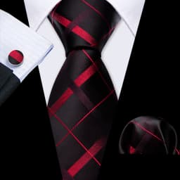 Fashion Men Tie Set Red Burgundy Solid Paisley Striped Plaid Floral Necktie Handkerchief Cufflinks Wedding silk Business