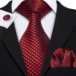 Fashion Men Tie Set Red Burgundy Solid Paisley Striped Plaid Floral Necktie Handkerchief Cufflinks Wedding silk Business