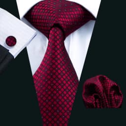 Fashion Men Tie Set Red Burgundy Solid Paisley Striped Plaid Floral Necktie Handkerchief Cufflinks Wedding silk Business