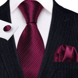 Fashion Men Tie Set Red Burgundy Solid Paisley Striped Plaid Floral Necktie Handkerchief Cufflinks Wedding silk Business