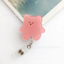 New Arrival 1 Piece Acrylic Retractable Nurse Badge Reel Cute Anime Bear Students ID Card Holder Keychains Lanyard for Keys