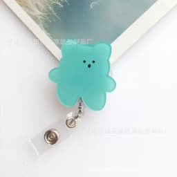 New Arrival 1 Piece Acrylic Retractable Nurse Badge Reel Cute Anime Bear Students ID Card Holder Keychains Lanyard for Keys