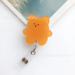 New Arrival 1 Piece Acrylic Retractable Nurse Badge Reel Cute Anime Bear Students ID Card Holder Keychains Lanyard for Keys