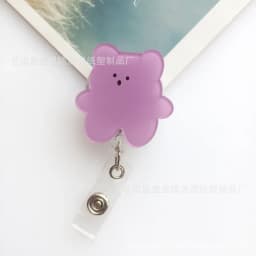 New Arrival 1 Piece Acrylic Retractable Nurse Badge Reel Cute Anime Bear Students ID Card Holder Keychains Lanyard for Keys