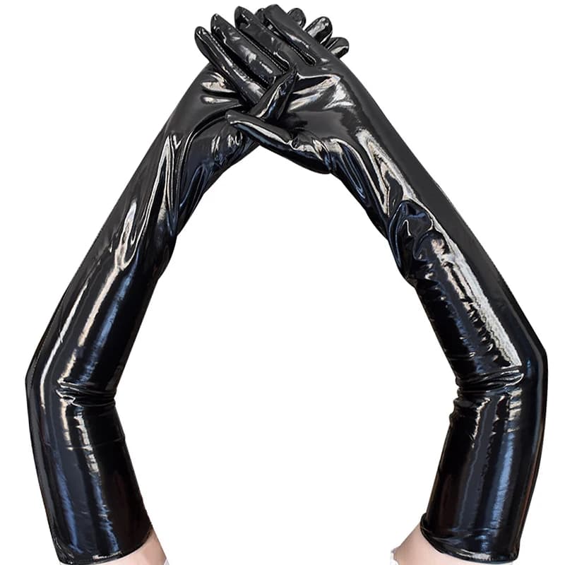 Sexy Imitation Leather Shiny Long Glove Punk Rock Gloves Hip Pop Jazz Disco Bright Mittens Clubwear Dance Cosplay Costumes