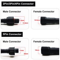 5/10/20/50/100Pairs 2Pin 3Pin 4Pin 5Pin Male To Female Jack LED Connector IP68 Waterproof Black White Cable For LED Strip Light
